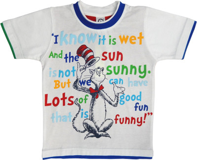 Kooka Boys Graphic Print T Shirt(White, Pack of 1) at flipkart