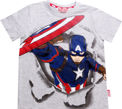 

Disney Boys Printed T Shirt(Grey, Pack of 1, Grey melange