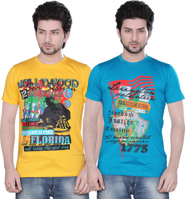 

Zebu Printed Men's Round Neck Multicolor T-Shirt(Pack of 2)