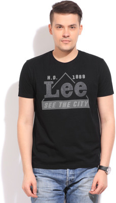 

Lee Printed Men's Round Neck Black T-Shirt
