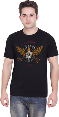 

Tantra Graphic Print Men's Round Neck Black T-Shirt