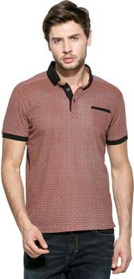 

Mufti Self Design Men's Polo Neck Brown T-Shirt, Rust