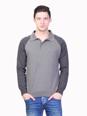 

Kalt Solid Men Polo Neck Grey T-Shirt, Dark grey melange;medium grey melange