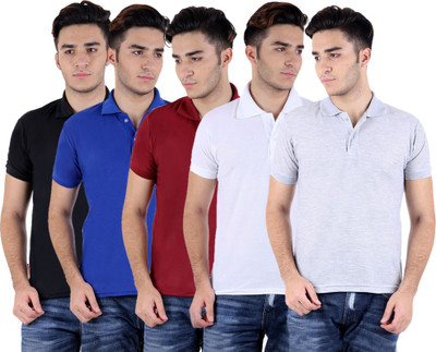 

Sanvi Traders Solid Men Polo Neck Multicolor T-Shirt(Pack of 5