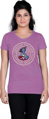 

Tantra Graphic Print Women's Round Neck Purple T-Shirt, Violet
