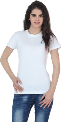 

The Cotton Company Solid Women' Round Neck White T-Shirt, Arctic white