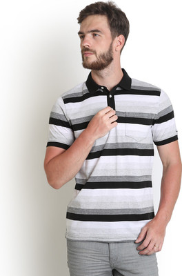 

Blackberrys Striped Men' Polo Neck Black T-Shirt