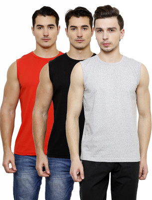 

Casual Tees Solid Men' Round Neck Black, Red, Grey T-Shirt(Pack of 3, Black;grey;red