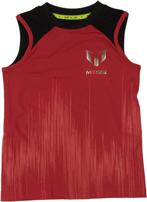 ADIDAS Boys Printed T Shirt(Red, Scarlet/black/boy training
