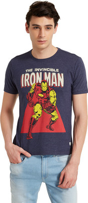 

Flying Machine Printed Men' Round Neck Dark Blue T-Shirt, Navy