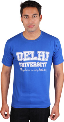 

White Kalia Printed Men's Round Neck Blue T-Shirt