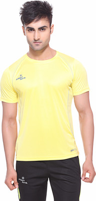 

Sport Sun Solid Men' Round Neck Yellow T-Shirt