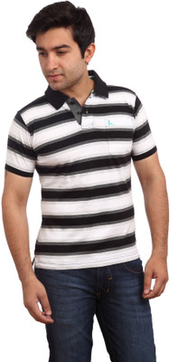 

Parx Striped Men's Polo Neck Black T-Shirt