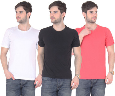 

E'Hiose Solid Men' Round Neck Multicolor T-Shirt(Pack of 3, Black;gajri;white