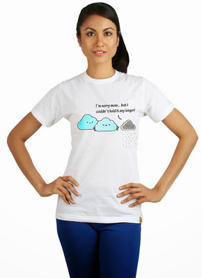 

Campus Sutra Printed Women's Round Neck White T-Shirt