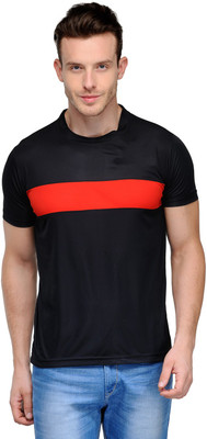 

Scott International Solid Men' Round Neck Black T-Shirt, Black;red