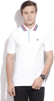 

Fila Solid Men's Polo Neck White T-Shirt, Wht/azu blu/chn rd