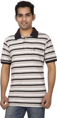 

Red Line Striped Men' Polo Neck Multicolor T-Shirt, White