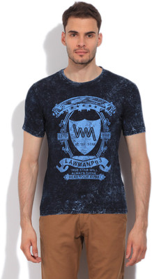 

LAWMAN Pg3 Printed Men's Round Neck Blue T-Shirt, Rock stone
