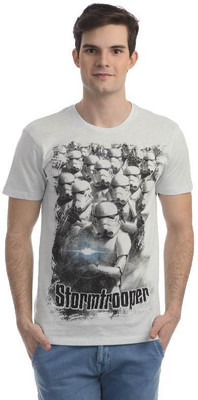 

Star Wars Printed Men's Round Neck White T-Shirt, Bit of blue melange