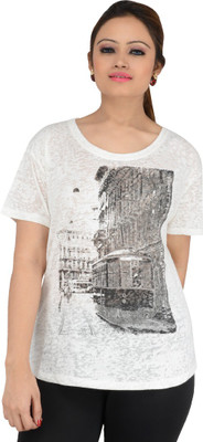 

Download Apparel Printed Women's Round Neck White T-Shirt