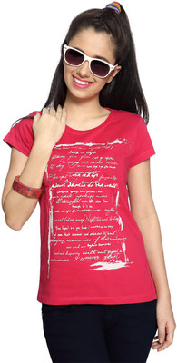 

People Printed Women's Round Neck Pink T-Shirt
