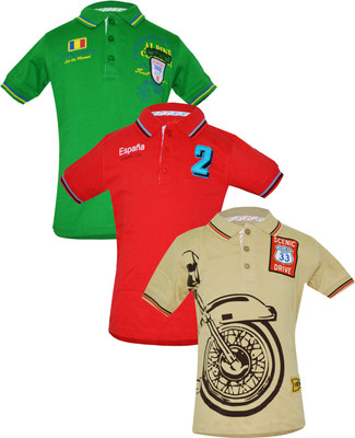 

Just Joey Boys Printed Cotton T Shirt(Multicolor, Pack of 3, Off white