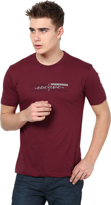 

Okane Printed Men's Round Neck Maroon T-Shirt