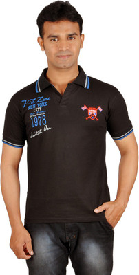 

Harsha Printed Men's Polo Neck Black T-Shirt