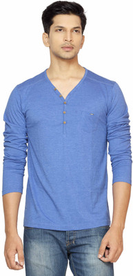 

La Seven Solid Men's Henley Dark Blue T-Shirt, Rblue