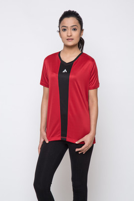 

Acetone Solid Women's V-neck Red, Black T-Shirt, Black;mars red