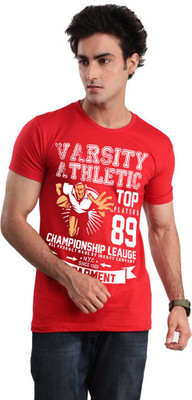 

Inkovy Graphic Print Men' Round Neck Red T-Shirt