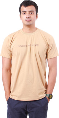 

Colors & Blends Printed Men's Round Neck Beige T-Shirt, Camel