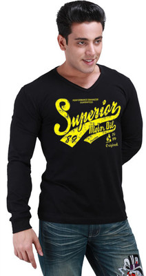 

Inkovy Graphic Print Men' V-neck Black T-Shirt
