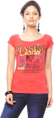 

Trendy Girlz Graphic Print Women's Round Neck Red T-Shirt, Tomato red