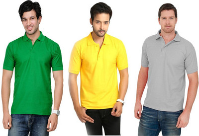 

Keepsake Solid Men's Polo Neck Multicolor T-Shirt(Pack of 3, D grey