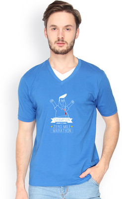 

Campus Sutra Solid Men V-neck Blue T-Shirt, Royal blue
