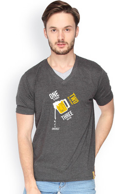 

Campus Sutra Solid Men V-neck Grey T-Shirt, Charcoal