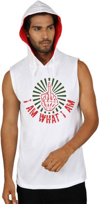 

SayItLoud Graphic Print Men's Hooded White T-Shirt
