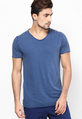 

Jack & Jones Solid Men's Round Neck Blue T-Shirt, Real teal