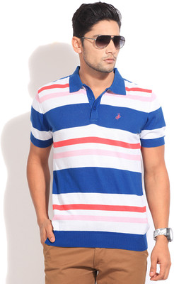 

John Players Striped Men's Polo Neck Blue, White T-Shirt, 2a1 - 010