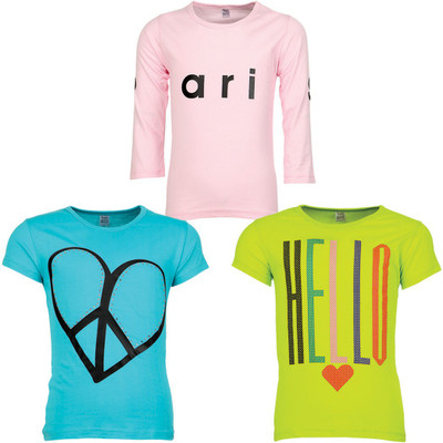 

Gkidz Girls Graphic Print T Shirt(Multicolor, Black