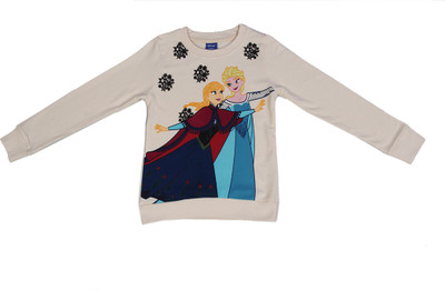 

Disney Girls Printed T Shirt(Beige, Off-white