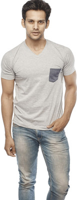 

Wear Your Opinion Solid Men's V-neck Grey T-Shirt