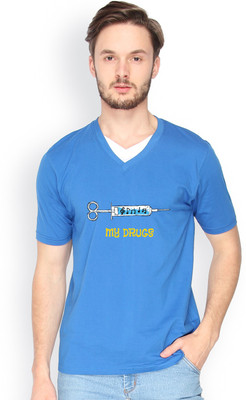 

Campus Sutra Solid Men V-neck Blue T-Shirt, Royal blue