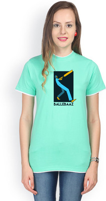 

Campus Sutra Printed Women' Round Neck Light Green T-Shirt