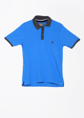 

Global Nomad Solid Men' Polo Neck Blue T-Shirt, Mid blue