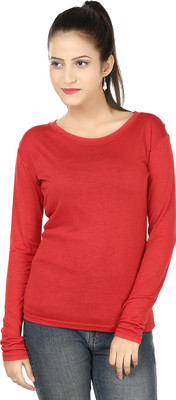 

Subu Solid Women' Round Neck Red T-Shirt