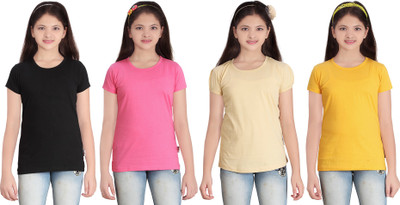 

FabTag - Sini Mini Girls Solid T Shirt(Multicolor