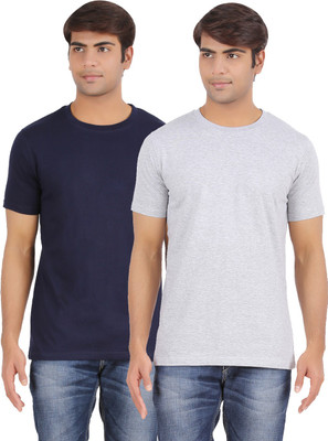 

Ap'pulse Solid Men's Round Neck Dark Blue, Grey T-Shirt(Pack of 2), _navy_gmel